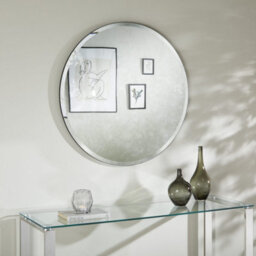 The Online Mirror Shop Round Mirror Simplistic Bevelled Round Shape With Stylish Black Outline- 80Cm Diameter For Hanging In Anywhere Inside Of Your Home