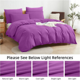 Aspire Homeware Plain Duvet Cover Set Soft Microfibre, Purple, King (L)220Cm X (W)230Cm - thumbnail 6