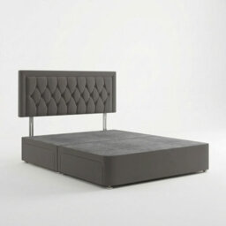 Adore Designs Diamond Cut Plush Velvet Divan Bed, Headboard - 4Ft6 Double - Grey - 0 Drawers - thumbnail 2