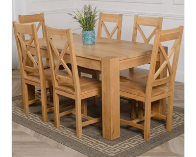 That's Furniture Kuba 150 X 85 Cm Chunky Medium Oak Dining Table And 6 Chairs Dining Set With Berkeley Chairs - image 1