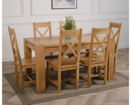 That's Furniture Kuba 150 X 85 Cm Chunky Medium Oak Dining Table And 6 Chairs Dining Set With Berkeley Chairs - thumbnail 3