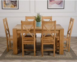 That's Furniture Kuba 150 X 85 Cm Chunky Medium Oak Dining Table And 6 Chairs Dining Set With Berkeley Chairs - thumbnail 2