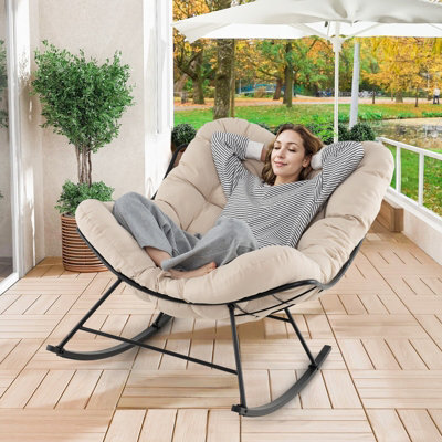 Gainoom Indoor Outdoor Rocking Chair Oversized Egg Papasan Chair