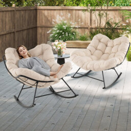 Gainoom Indoor Outdoor Rocking Chair Oversized Egg Papasan Chair - thumbnail 4