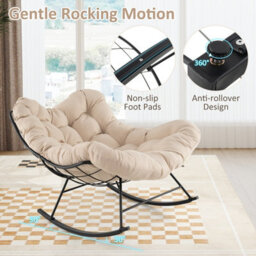 Gainoom Indoor Outdoor Rocking Chair Oversized Egg Papasan Chair - thumbnail 6