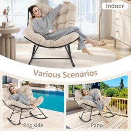 Gainoom Indoor Outdoor Rocking Chair Oversized Egg Papasan Chair - thumbnail 8