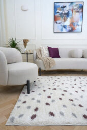 The Rugs Moodi Shaggy Grey/purple Plumetis Rug Runner Dots Thick High Pile For Living Rooms, Bedrooms, Hallways, Kitchens - thumbnail 2