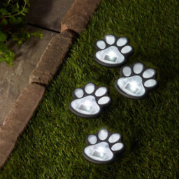 Smart Solar Clear Paw Print Solar-Powered 1Lm Integrated Led Outdoor Stake Light, Pack Of 4 - thumbnail 1
