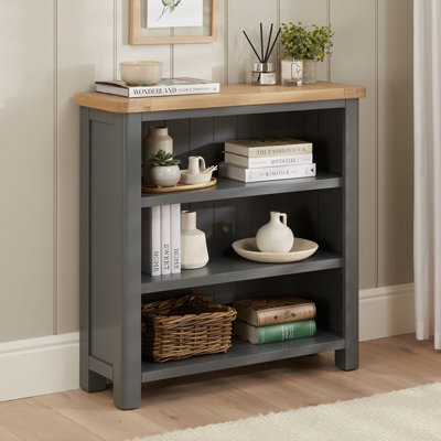 The Furniture Market Marbury Slate Grey Painted Small Low Bookcase - image 1