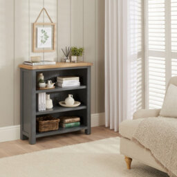 The Furniture Market Marbury Slate Grey Painted Small Low Bookcase - thumbnail 3