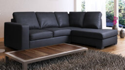 Westpoint Venice Big Corner Sofa Faux Leather Black Right Hand Side - thumbnail 1