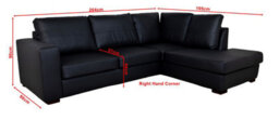 Westpoint Venice Big Corner Sofa Faux Leather Black Right Hand Side - thumbnail 2
