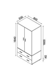 Core Products Lido White Gloss 2 Door, 2 Drawer Low Wardrobe, H164.0Cm X W80.0Cm X D53.0Cm - thumbnail 5