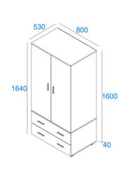 Core Products Lido White Gloss 2 Door, 2 Drawer Low Wardrobe, H164.0Cm X W80.0Cm X D53.0Cm - thumbnail 7