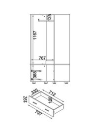Core Products Lido White Gloss 2 Door, 2 Drawer Low Wardrobe, H164.0Cm X W80.0Cm X D53.0Cm - thumbnail 6