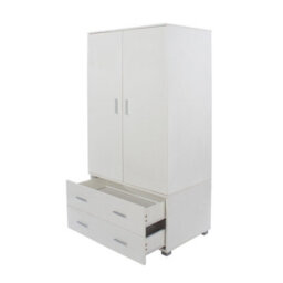 Core Products Lido White Gloss 2 Door, 2 Drawer Low Wardrobe, H164.0Cm X W80.0Cm X D53.0Cm - thumbnail 4