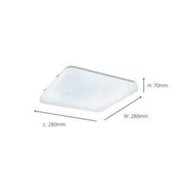 Eglo Frania-S Square Metal And Plastic With Crystal Effect Integrated Led Flush Light, (D) 28Cm - thumbnail 3