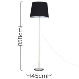 Valuelights Charles Brushed Chrome Floor Lamp With Black Tapered Shade - thumbnail 6