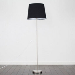 Valuelights Charles Brushed Chrome Floor Lamp With Black Tapered Shade - thumbnail 5