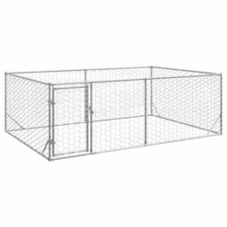 Vidaxl Outdoor Dog Kennel With Door 3X2X1 M Galvanised Steel