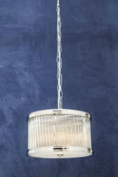 Orsina 5 Bulb Drum Pendant Light, Chrome Frame With Fluted Glass Panels, Chic Art Deco Ceiling Light Fixture - thumbnail 2