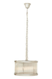 Orsina 5 Bulb Drum Pendant Light, Chrome Frame With Fluted Glass Panels, Chic Art Deco Ceiling Light Fixture - thumbnail 1