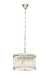Orsina 5 Bulb Drum Pendant Light, Chrome Frame With Fluted Glass Panels, Chic Art Deco Ceiling Light Fixture - thumbnail 4
