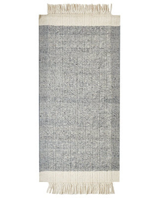 Beliani Grey And Off White Handwoven Wool Area Rug 80 X 150 Cm - Low Pile, Modern Design - image 1