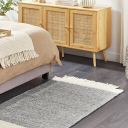 Beliani Grey And Off White Handwoven Wool Area Rug 80 X 150 Cm - Low Pile, Modern Design - thumbnail 2