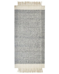 Beliani Grey And Off White Handwoven Wool Area Rug 80 X 150 Cm - Low Pile, Modern Design - thumbnail 1