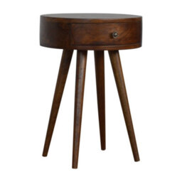 Wyld Haus Shoreham Nordic Chestnut Round Mango Wood Bedside Table With Drawer - thumbnail 4