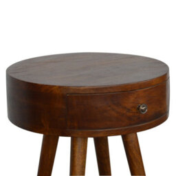 Wyld Haus Shoreham Nordic Chestnut Round Mango Wood Bedside Table With Drawer - thumbnail 5