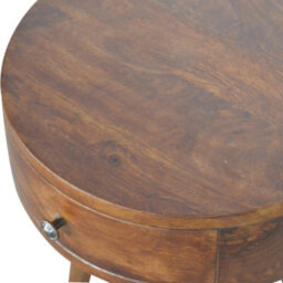 Wyld Haus Shoreham Nordic Chestnut Round Mango Wood Bedside Table With Drawer - thumbnail 6