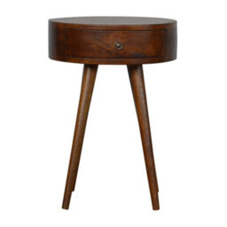 Wyld Haus Shoreham Nordic Chestnut Round Mango Wood Bedside Table With Drawer - thumbnail 2