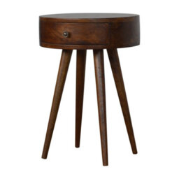 Wyld Haus Shoreham Nordic Chestnut Round Mango Wood Bedside Table With Drawer - thumbnail 3