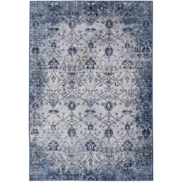 The Rugs Montana Navy Cream Oriental Area Rug And Runner Soft Durable Pet Friendly Easy To Clean Living Room Bedroom 4030 - thumbnail 1