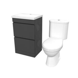 Nes Home 500mm 2 Drawers Anthracite Basin Vanity Unit & Close Coupled Toilet - thumbnail 6