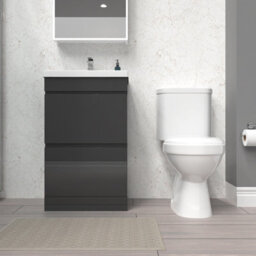 Nes Home 500mm 2 Drawers Anthracite Basin Vanity Unit & Close Coupled Toilet - thumbnail 2