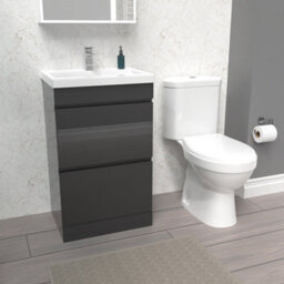Nes Home 500mm 2 Drawers Anthracite Basin Vanity Unit & Close Coupled Toilet - thumbnail 5