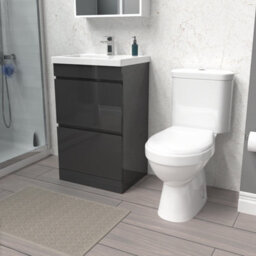 Nes Home 500mm 2 Drawers Anthracite Basin Vanity Unit & Close Coupled Toilet - thumbnail 1