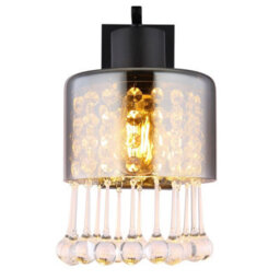 Luminosa Lighting Luminosa Hendry Wall Lamp Matt Black Smoke Glass Shade 1X E27 - thumbnail 3