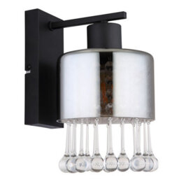 Luminosa Lighting Luminosa Hendry Wall Lamp Matt Black Smoke Glass Shade 1X E27 - thumbnail 2