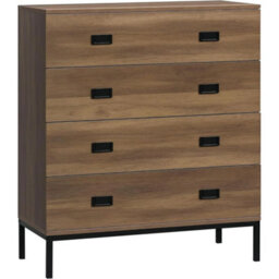 Chest Of Drawers 4 Bedroom Storage Cabinet Wood Effect Black Handles - thumbnail 1