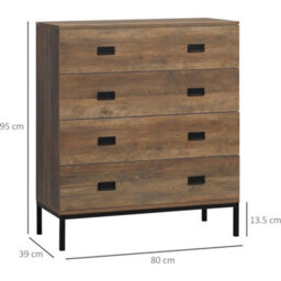Chest Of Drawers 4 Bedroom Storage Cabinet Wood Effect Black Handles - thumbnail 2