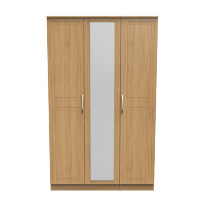 Stafford Triple Mirror Wardrobe In Modern Oak (Ready Assembled) - image 1