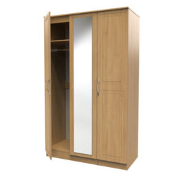 Stafford Triple Mirror Wardrobe In Modern Oak (Ready Assembled) - thumbnail 5