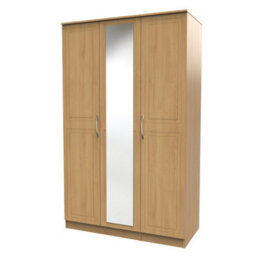Stafford Triple Mirror Wardrobe In Modern Oak (Ready Assembled) - thumbnail 3