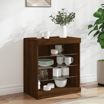 Berkfield Sideboard With Led Lights Brown Oak 60.5X37X67 Cm - image 1