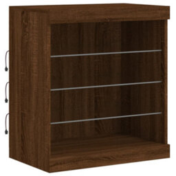 Berkfield Sideboard With Led Lights Brown Oak 60.5X37X67 Cm - thumbnail 5