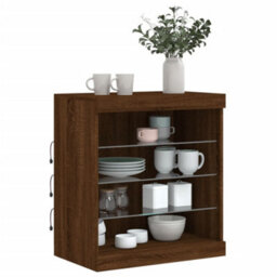 Berkfield Sideboard With Led Lights Brown Oak 60.5X37X67 Cm - thumbnail 4